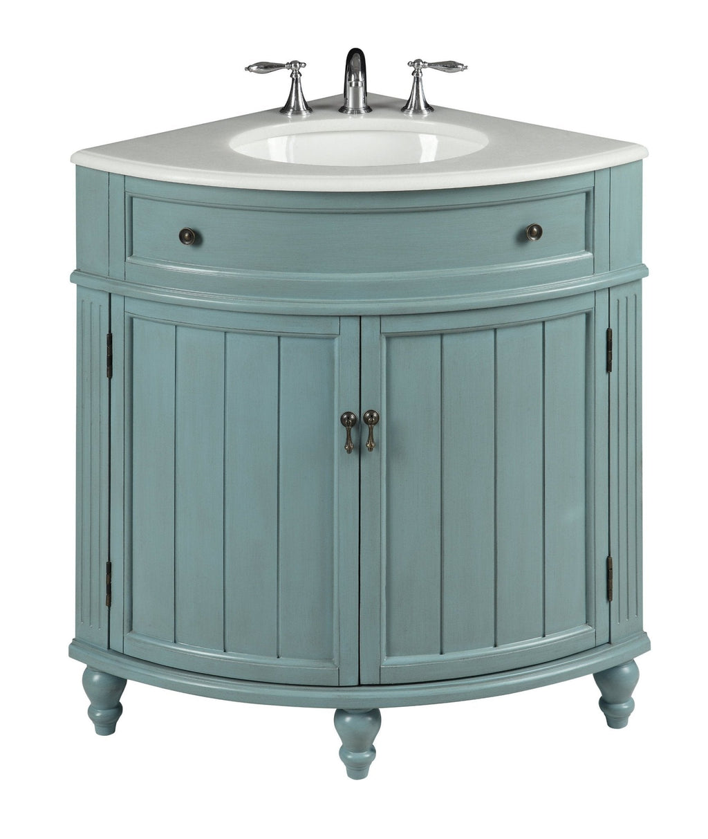 24 Inch Triadsville Freestanding Light Blue Corner Bathroom Sink Vanity