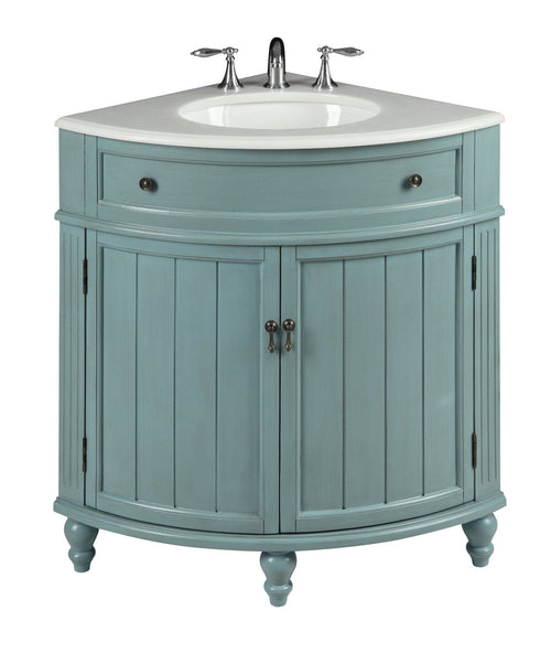 24 Inch Triadsville Freestanding Light Blue Corner Bathroom Sink Vanity