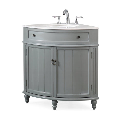 24 Inch Triadsville Grey Corner Design Bathroom Vanity With Quartz Top