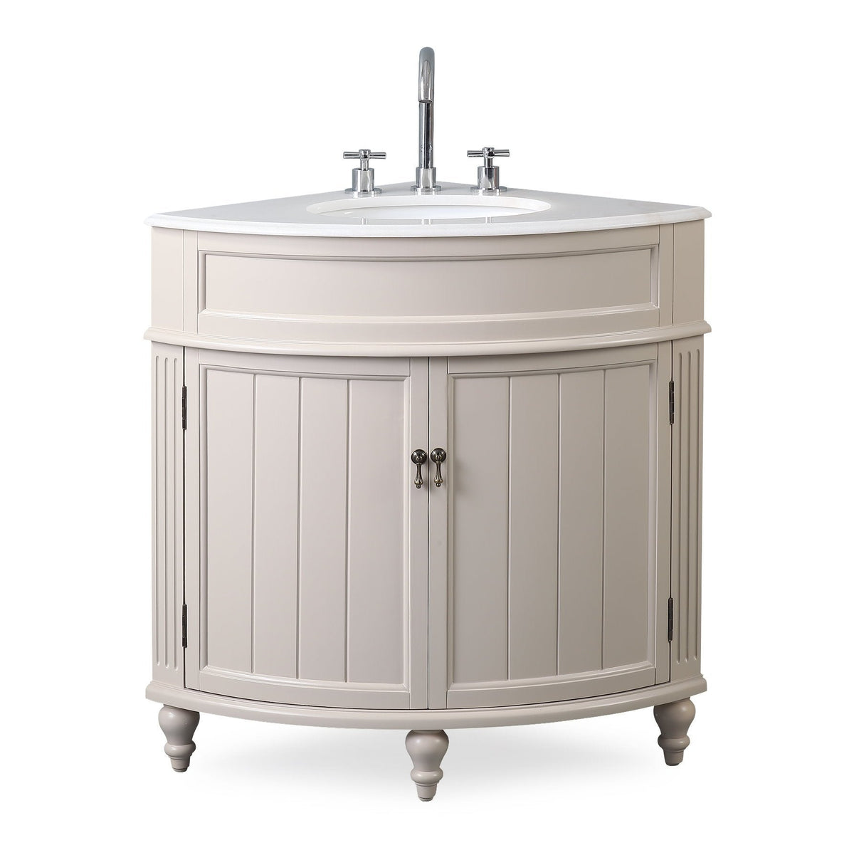 24 Inch Triadsville Taupe Corner Design Bathroom Vanity With Quartz Top