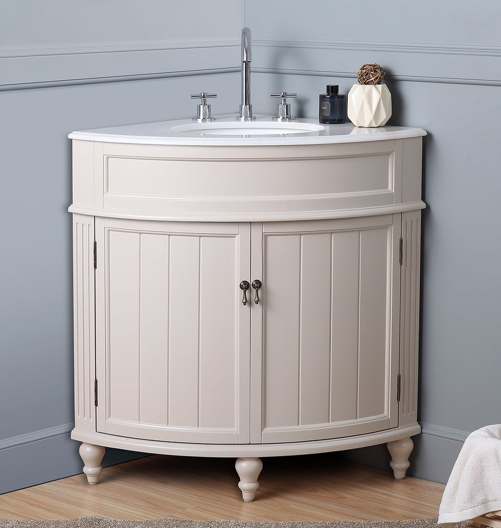 24 Inch Triadsville Taupe Corner Design Bathroom Vanity With Quartz Top