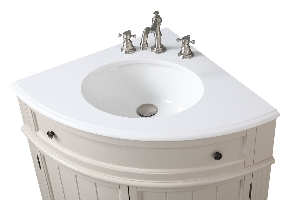 24 Inch Triadsville Taupe Corner Design Bathroom Vanity With Quartz Top