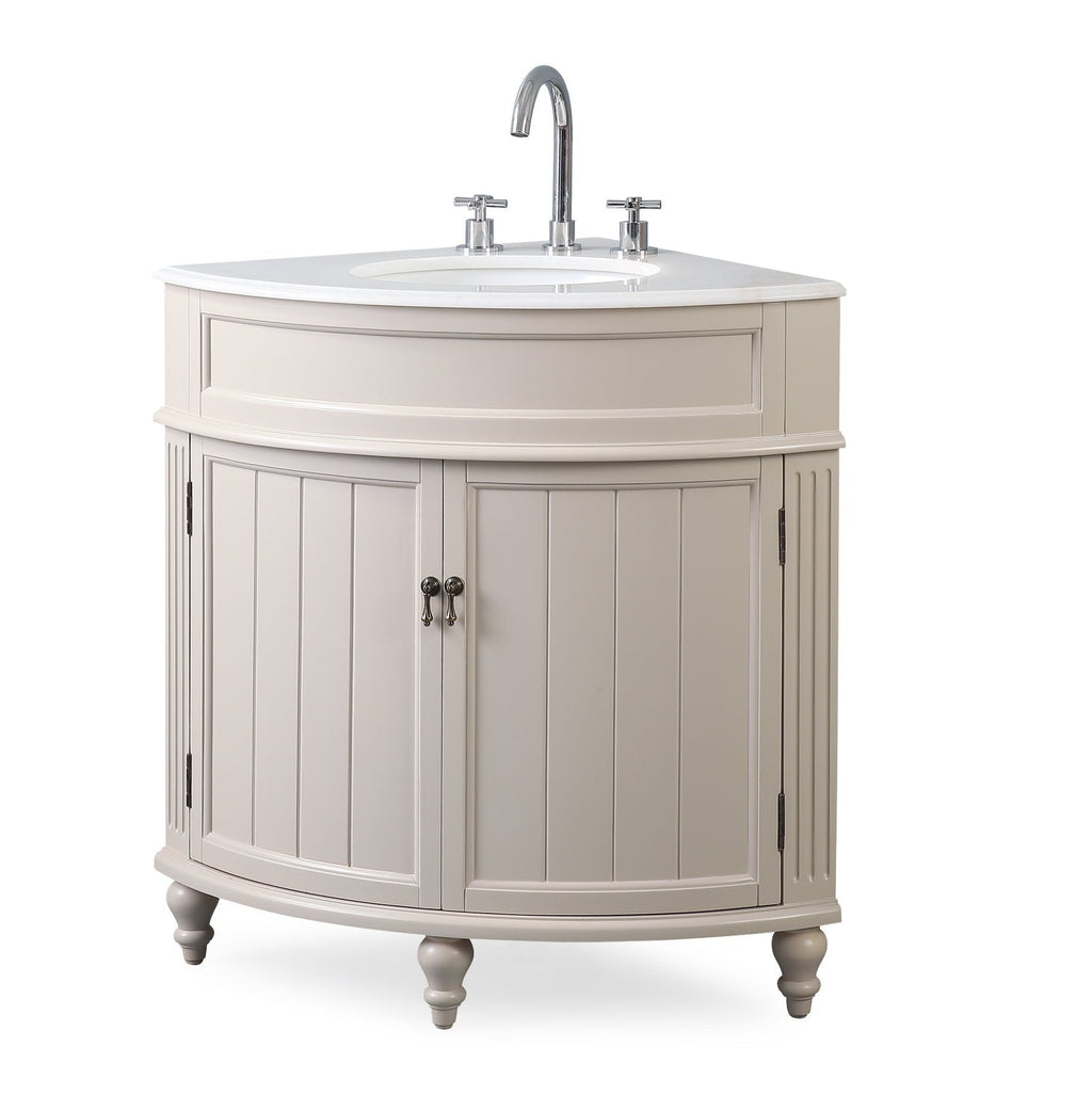 24 Inch Triadsville Taupe Corner Design Bathroom Vanity With Quartz Top
