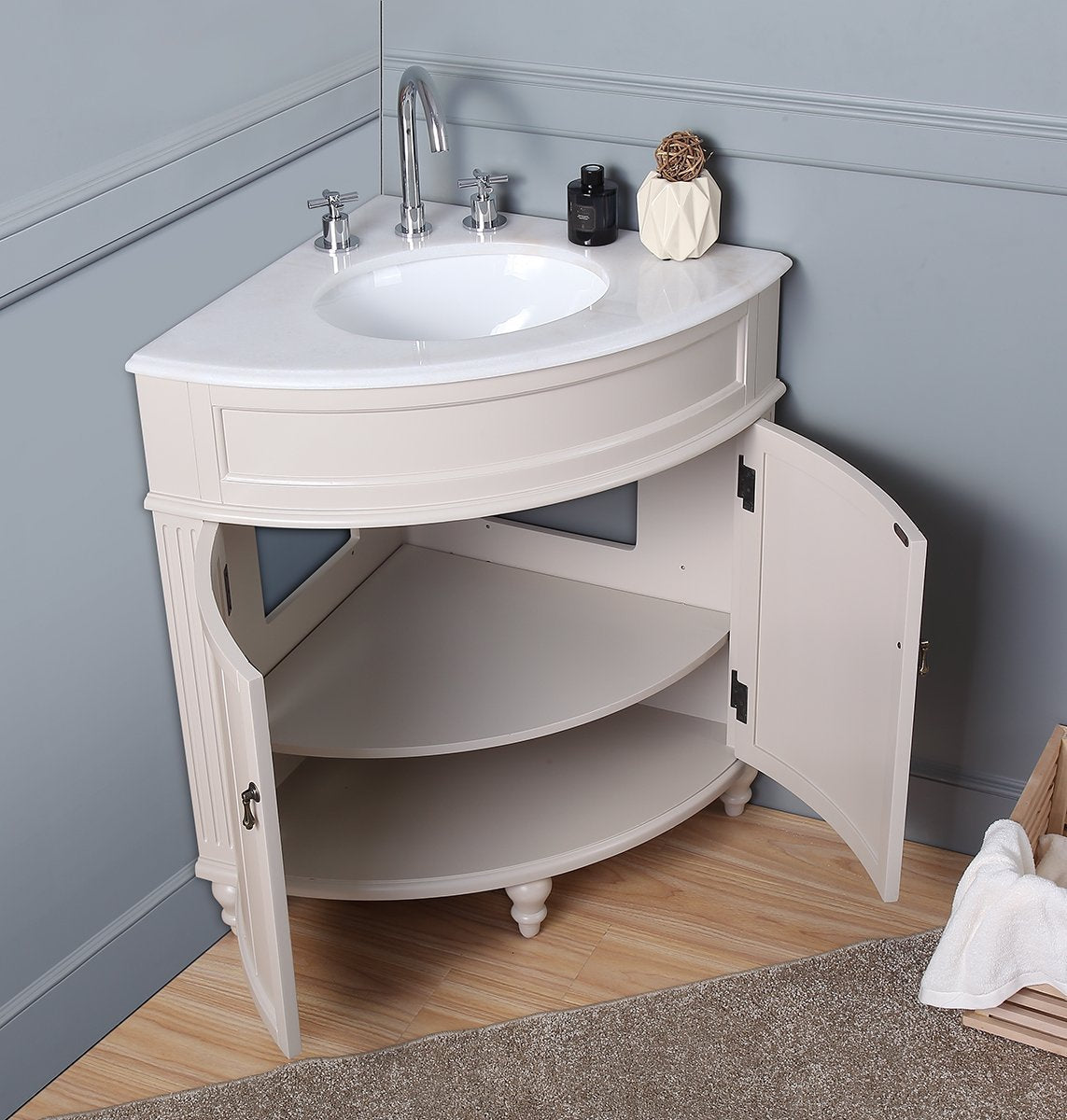 24 Inch Triadsville Taupe Corner Design Bathroom Vanity With Quartz Top