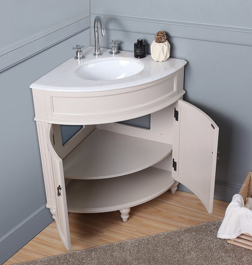 24 Inch Triadsville Taupe Corner Design Bathroom Vanity With Quartz Top