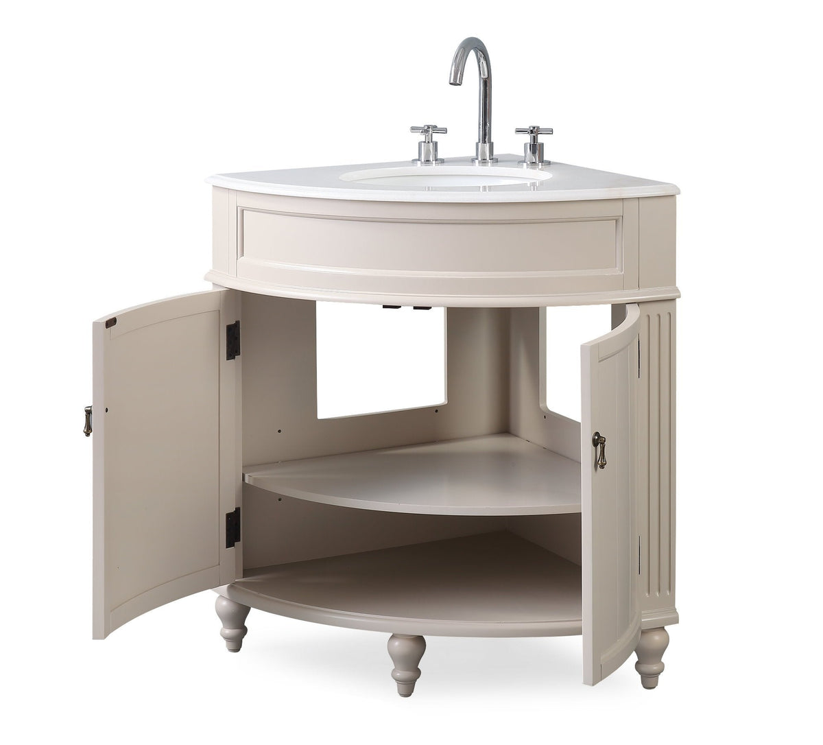 24 Inch Triadsville Taupe Corner Design Bathroom Vanity With Quartz Top