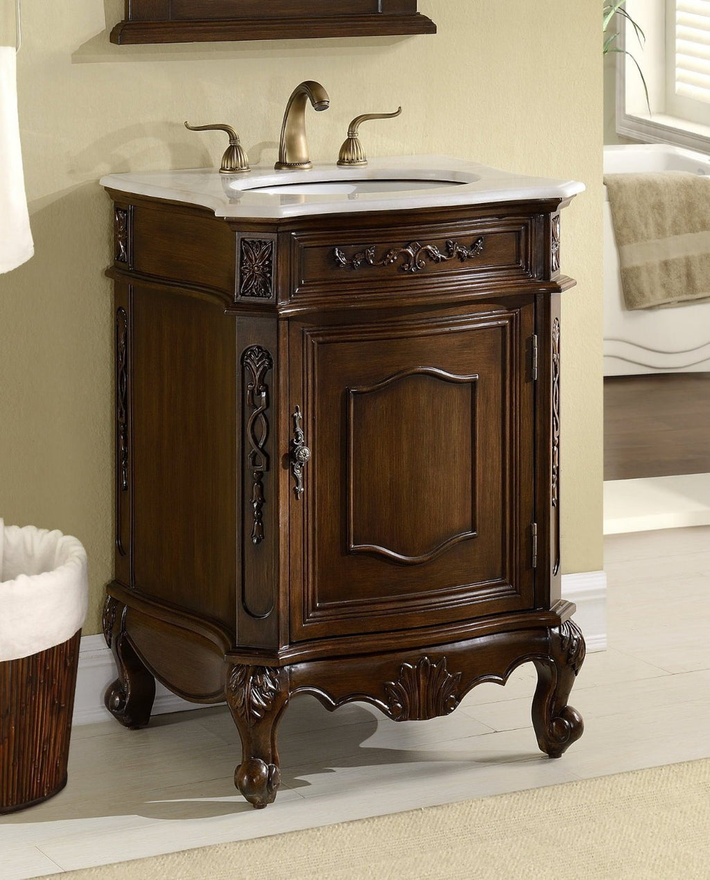 24 Inch Brown Classic Style Powder Room Debellis Small Bathroom Vanity