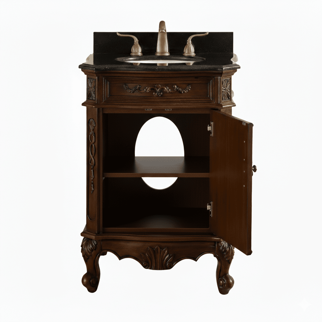 24 Inch Brown Classic Style Powder Room Debellis Small Bathroom Vanity