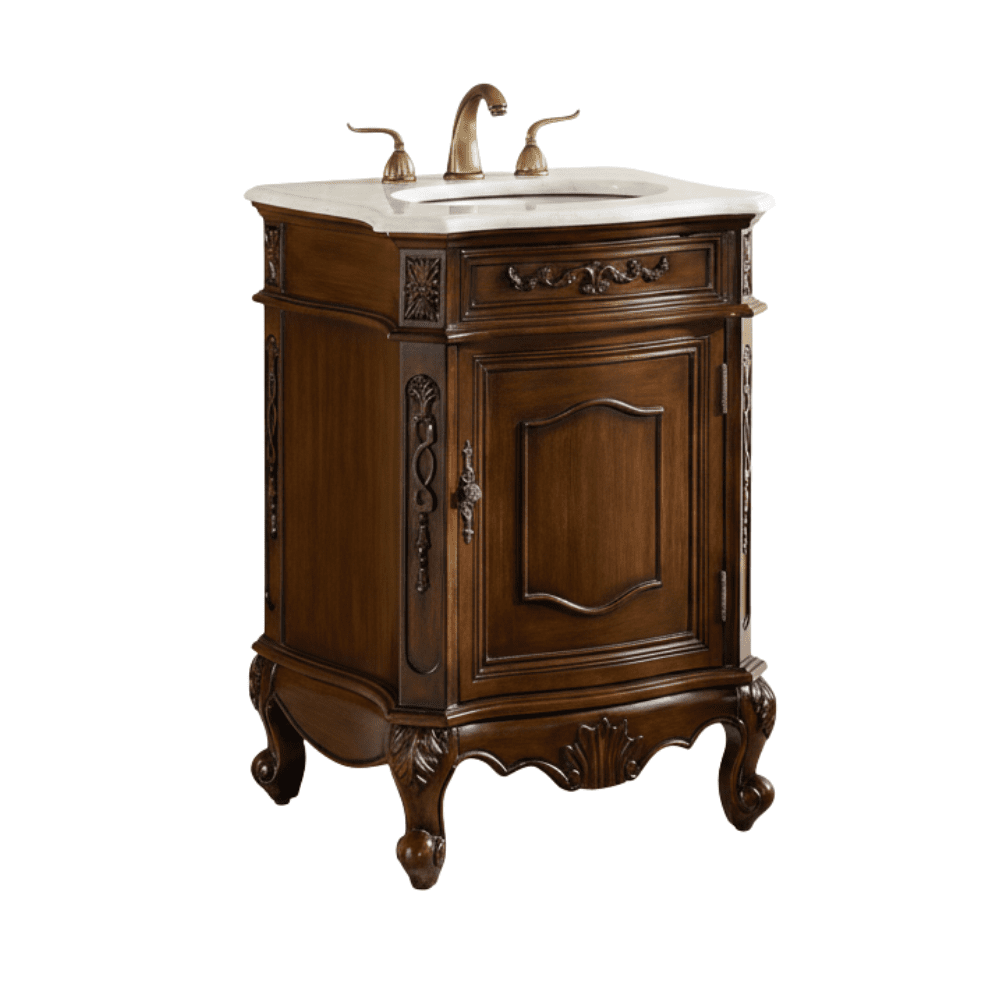 24 Inch Brown Classic Style Powder Room Debellis Small Bathroom Vanity