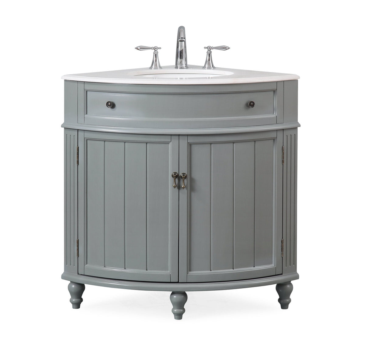 24 Inch Triadsville Freestanding Corner Bathroom Sink Vanity - White