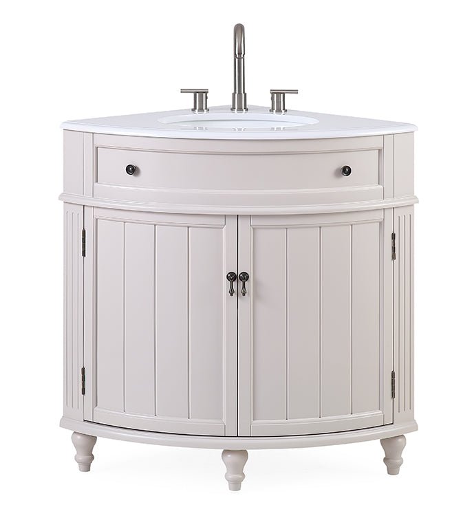 24 Inch Triadsville Freestanding Corner Bathroom Sink Vanity - White