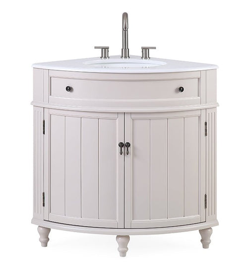 24 Inch Triadsville Freestanding Corner Bathroom Sink Vanity - White