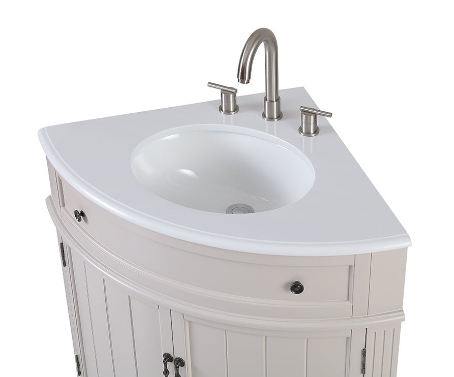 24 Inch Triadsville Freestanding Distressed Gray Corner Bathroom Sink Vanity