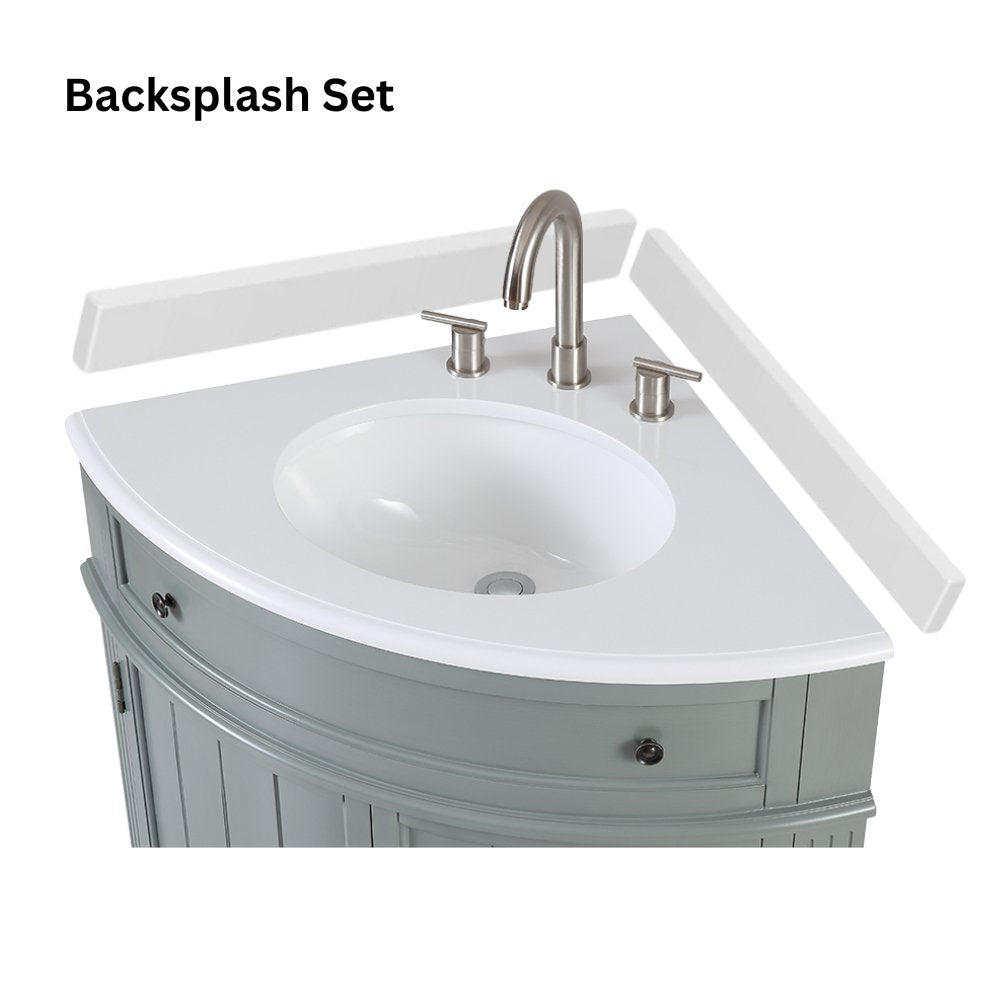 24 Inch Triadsville Freestanding Light Blue Corner Bathroom Sink Vanity