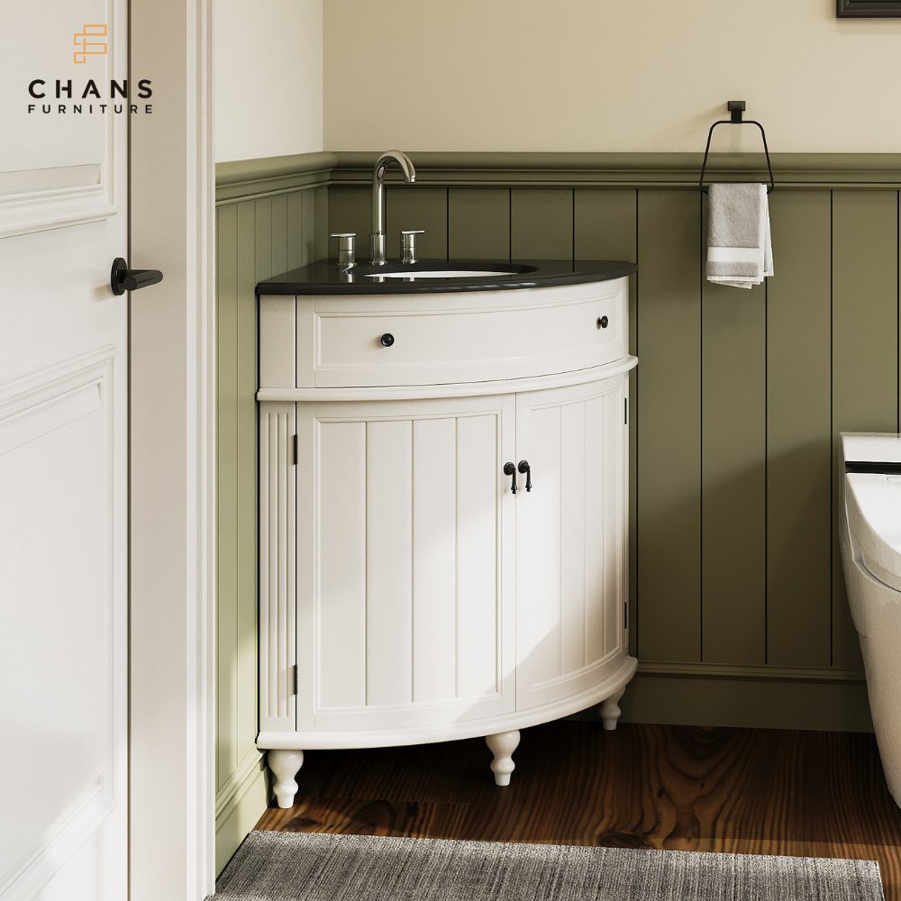 24 Inch Triadsville Freestanding White Corner Bathroom Sink Vanity