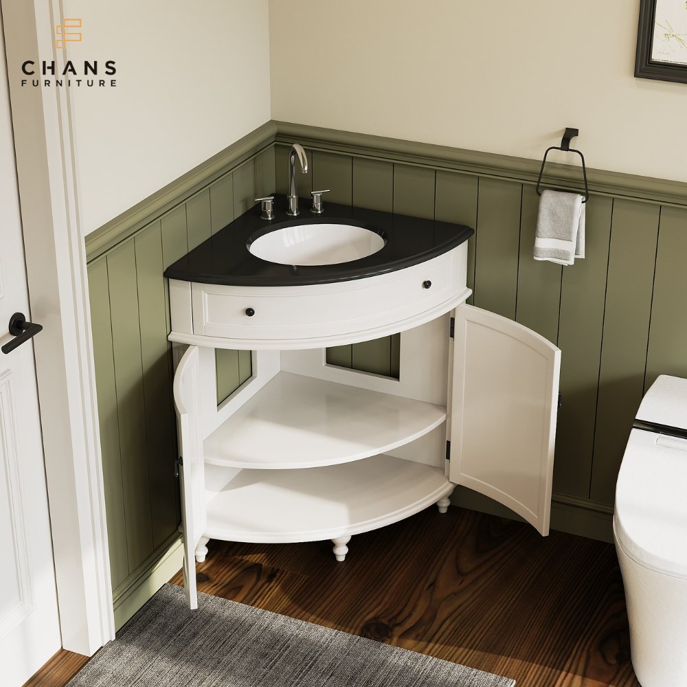 24 Inch Triadsville Freestanding White Corner Bathroom Sink Vanity