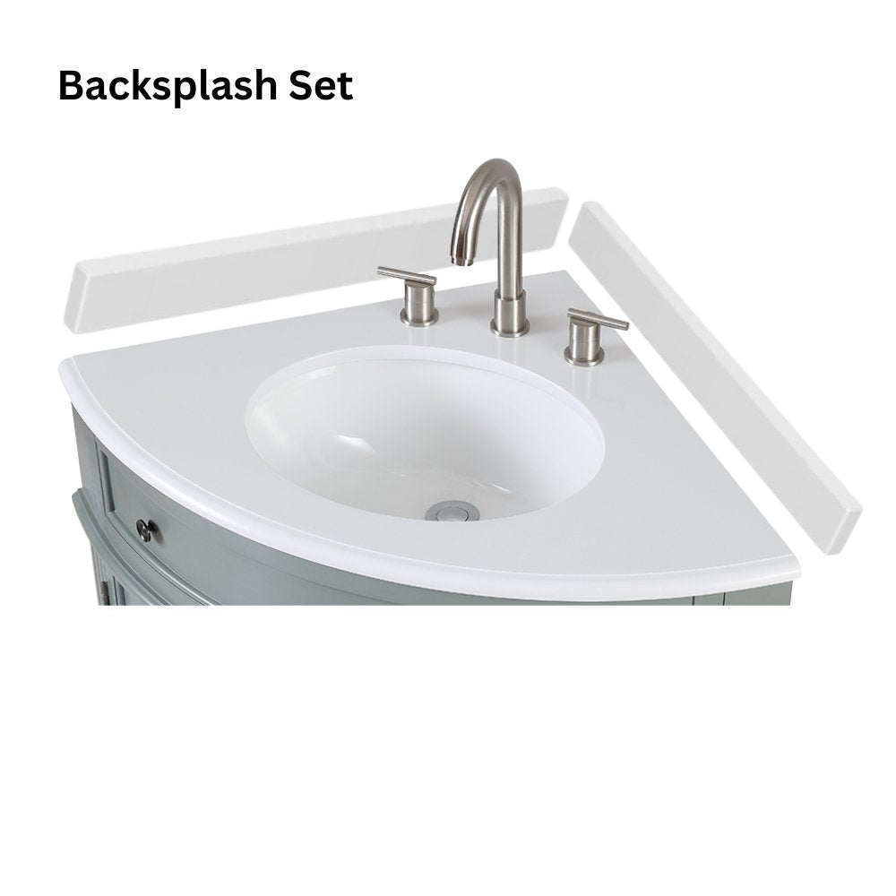 24 Inch Triadsville Taupe Corner Design Bathroom Vanity With Quartz Top