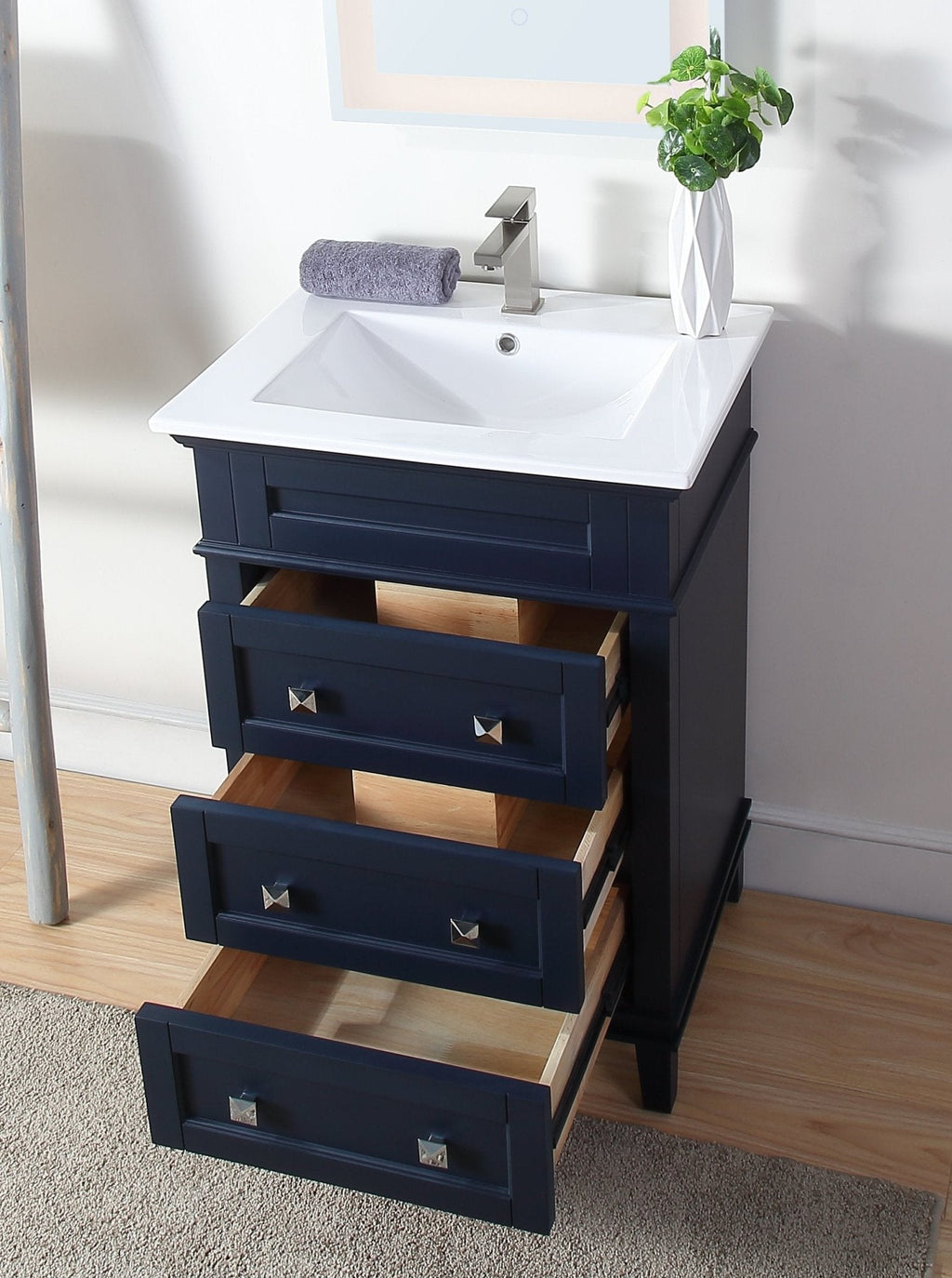 24 Inch Felix Navy Blue Modern Small Bathroom Vanity