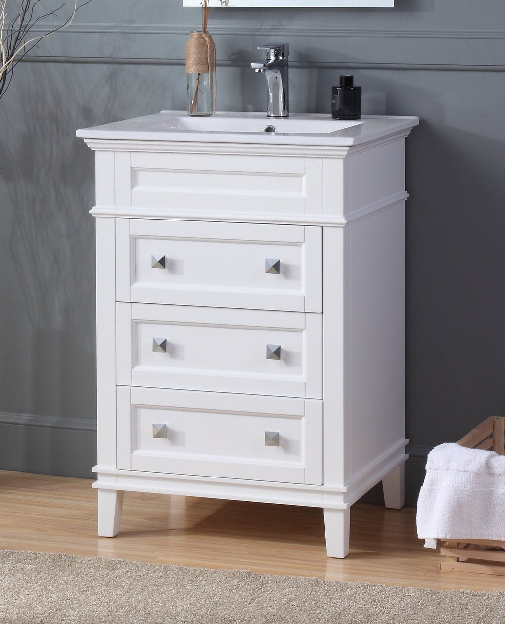 24 Inch Felix White Modern Small Bathroom Vanity