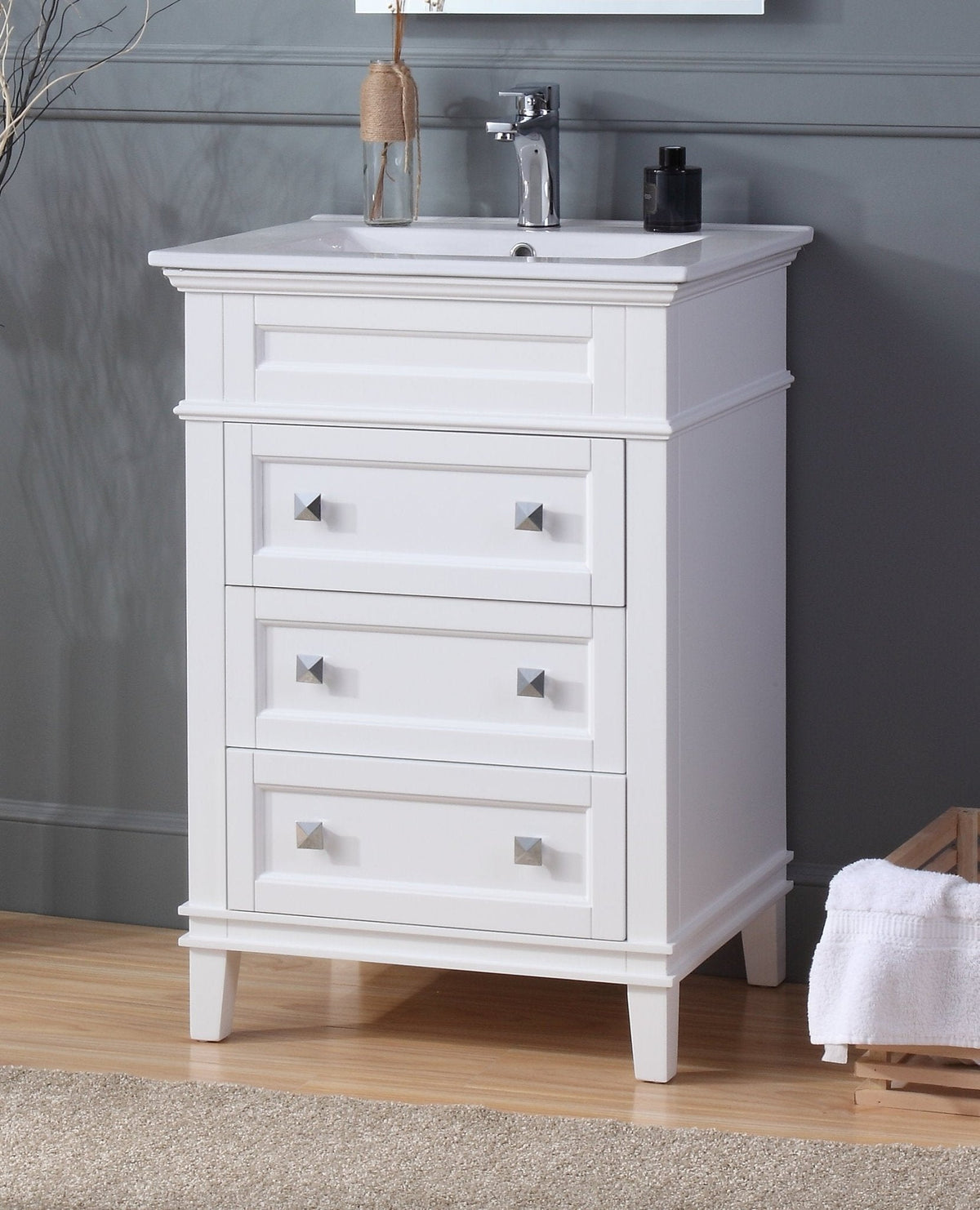 24 Inch Felix White Modern Small Bathroom Vanity