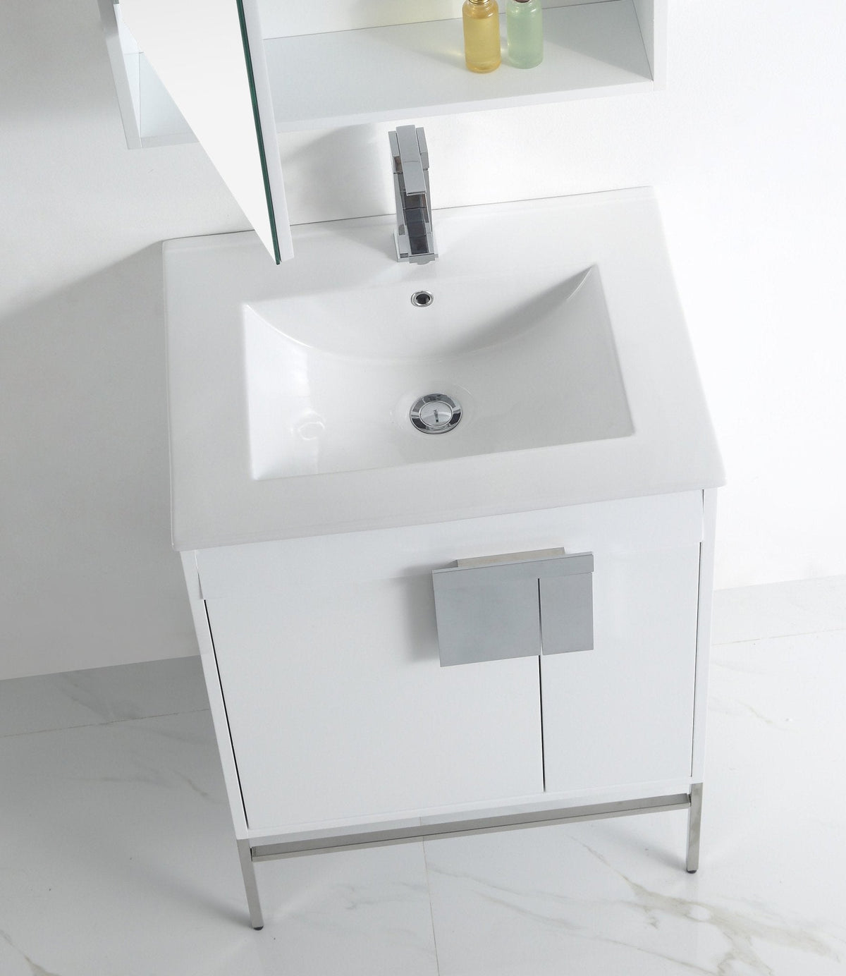 24 Inch Kuro Modern Minimalistic White Bathroom Vanity With Integral Top