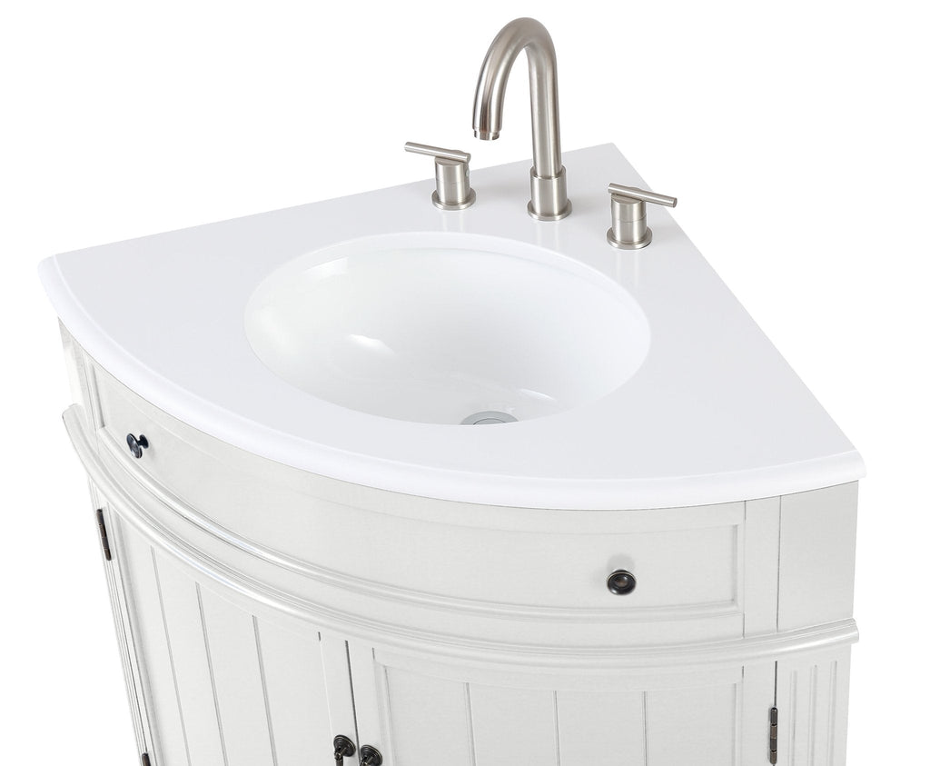 24 Inch Triadsville Freestanding White Corner Bathroom Sink Vanity