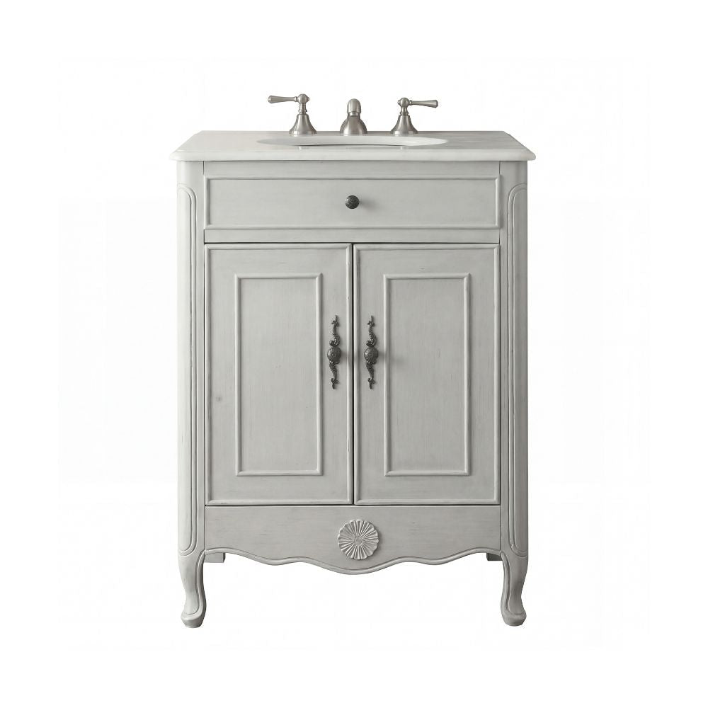 26 Inch Daleville Distressed Gray Cottage Style Small Bathroom Sink Vanity