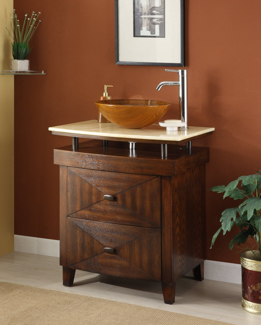 28" Benton Collection Onyx counter top Verdana Vessel Sink Bathroom Vanity