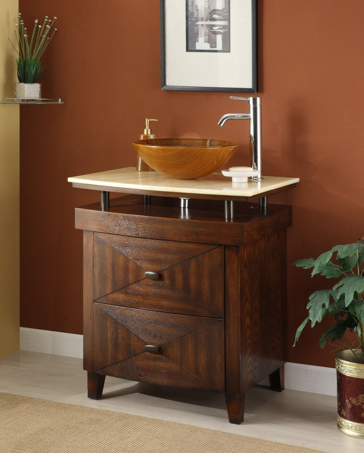 28" Benton Collection Onyx counter top Verdana Vessel Sink Bathroom Vanity