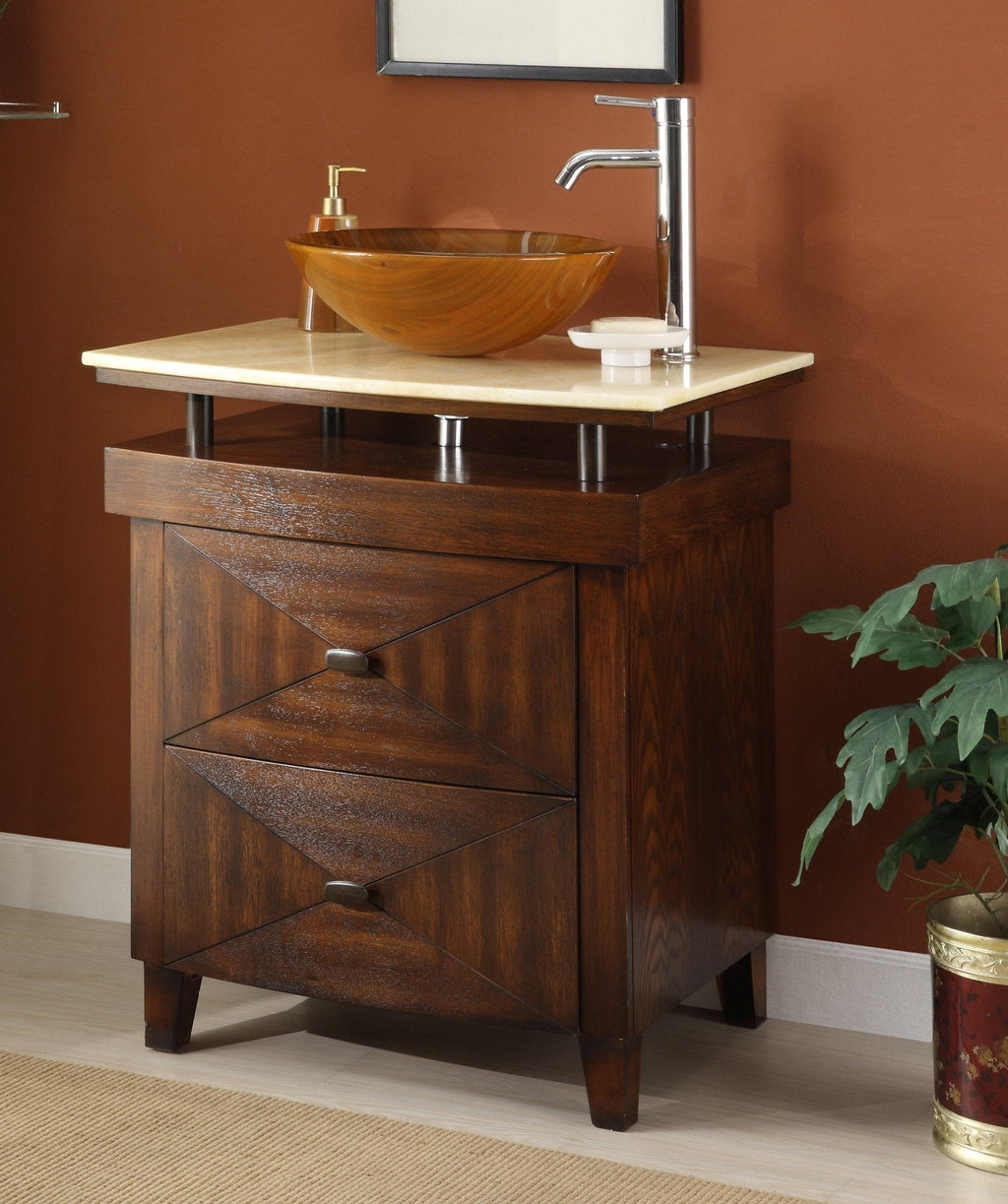 28" Benton Collection Onyx counter top Verdana Vessel Sink Bathroom Vanity