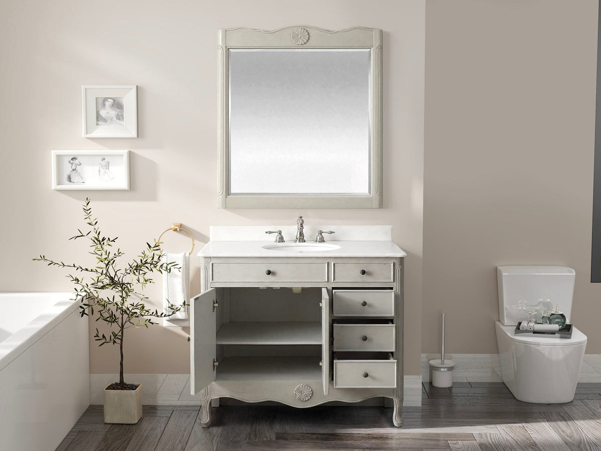 38 Inch Cottage Freestanding Distressed Gray Daleville Bathroom Vanity, Single Sink, Fully Assembled