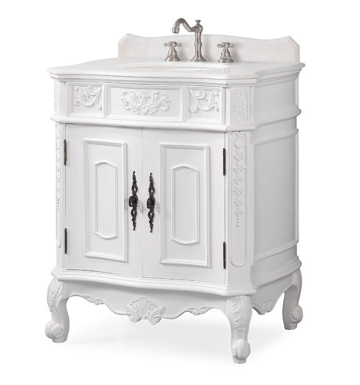 30 Inch Antique Style Old Timer Classic White Ellenton Bathroom Sink Vanity