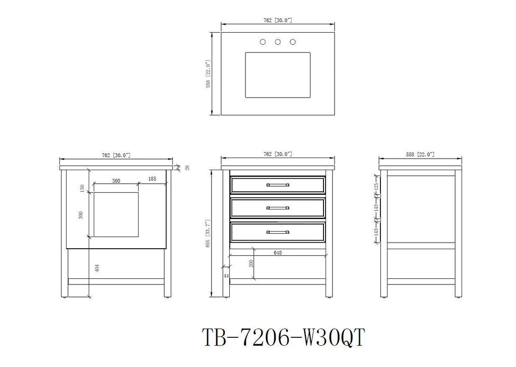 30" Felton Navy Blue Modern Single Sink Bathroom Vanity