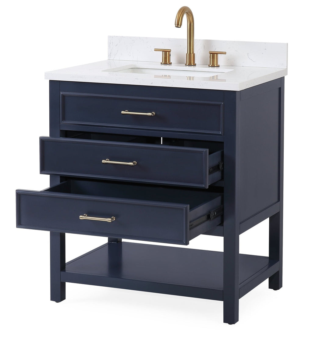 30" Felton Navy Blue Modern Single Sink Bathroom Vanity