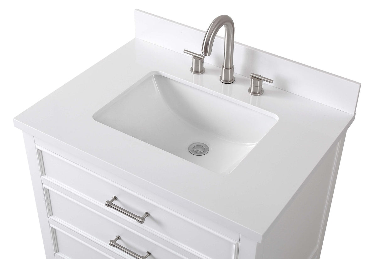30" Felton White Modern Single Sink Bathroom Vanity