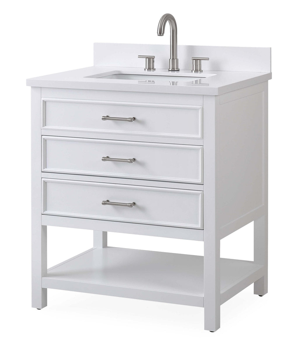 30" Felton White Modern Single Sink Bathroom Vanity