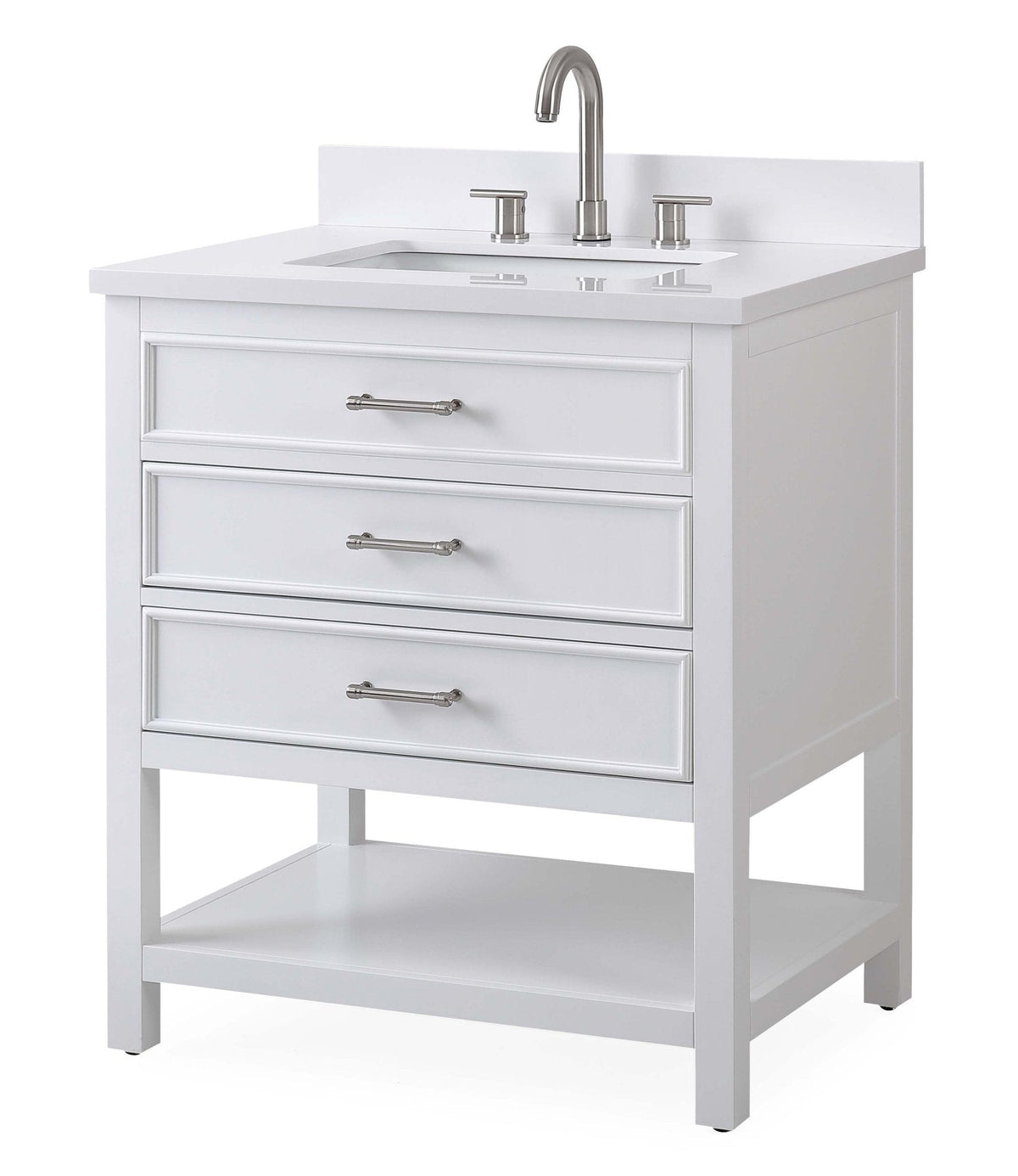 30" Felton White Modern Single Sink Bathroom Vanity