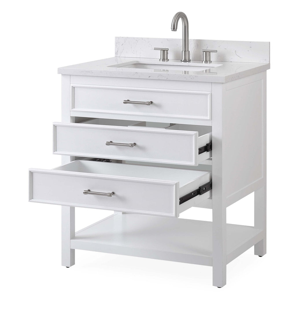 30" Felton White Modern Single Sink Bathroom Vanity