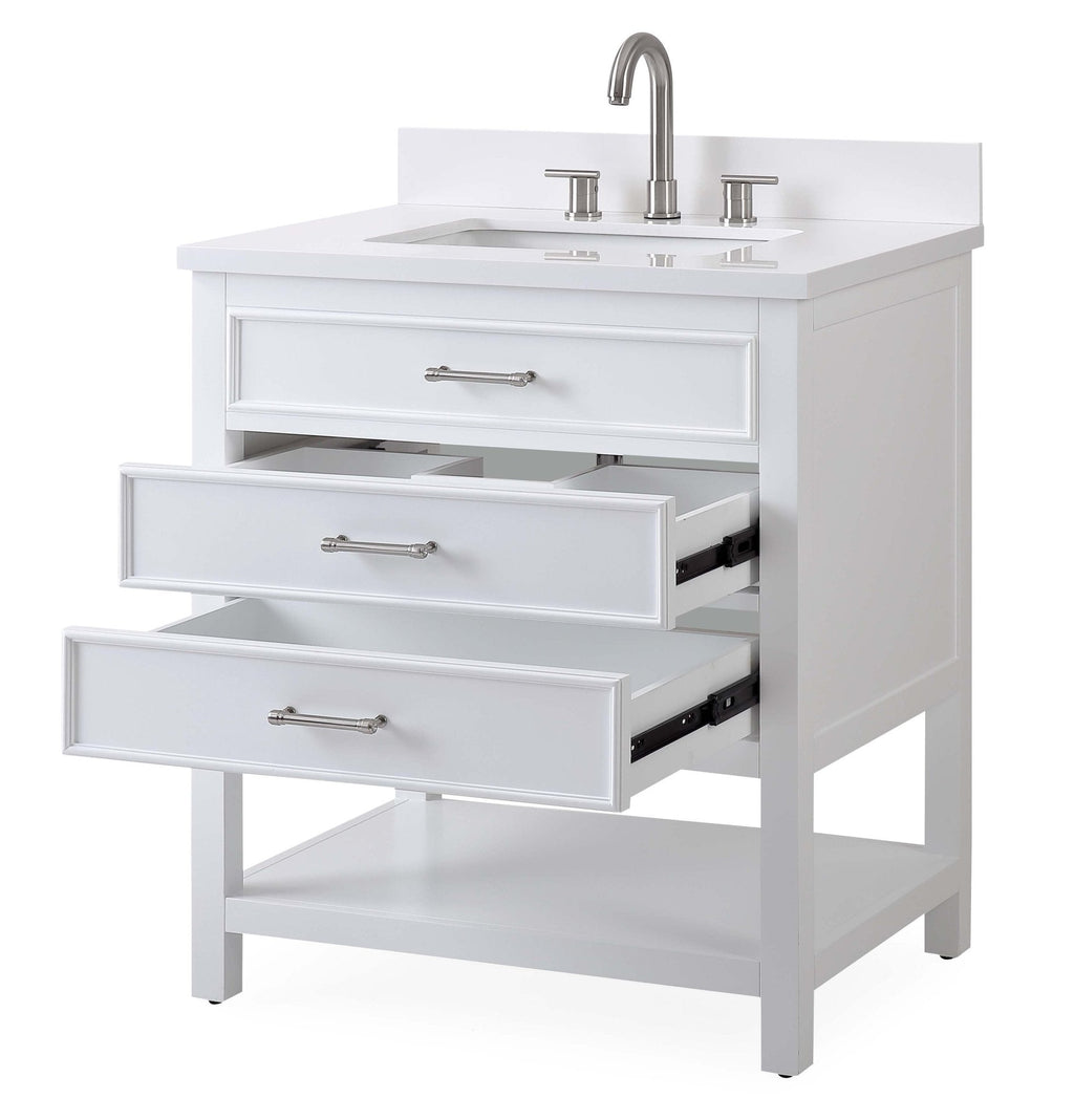30" Felton White Modern Single Sink Bathroom Vanity