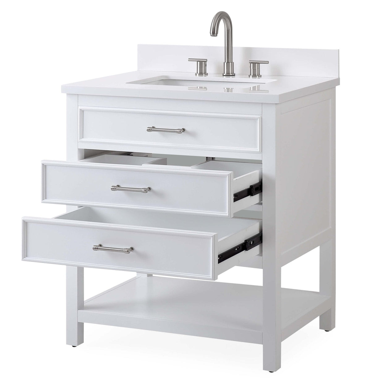 30" Felton White Modern Single Sink Bathroom Vanity