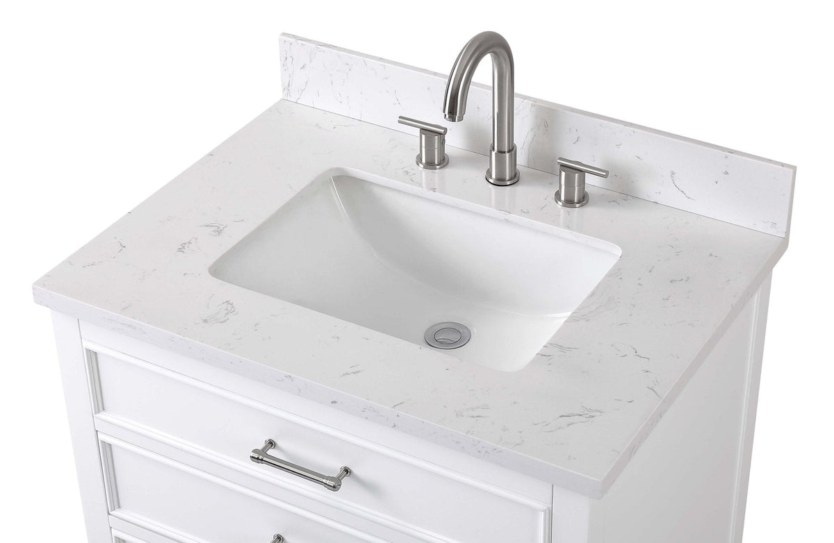 30" Felton White Modern Single Sink Bathroom Vanity