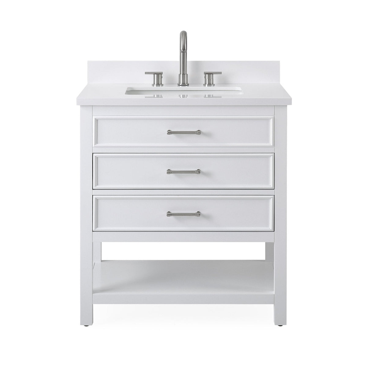 30" Felton White Modern Single Sink Bathroom Vanity
