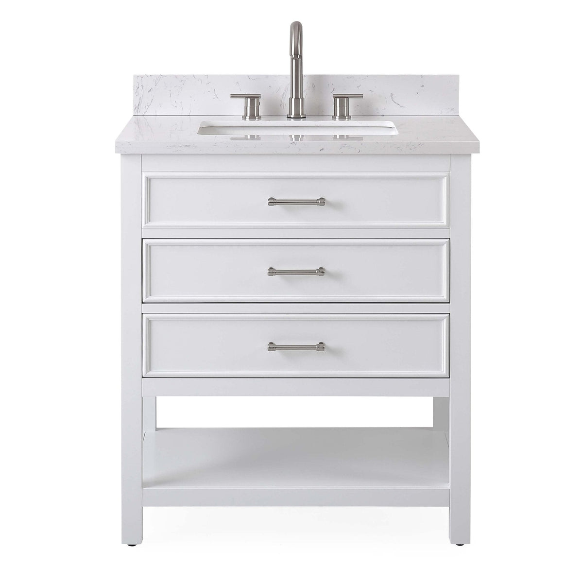 30" Felton White Modern Single Sink Bathroom Vanity
