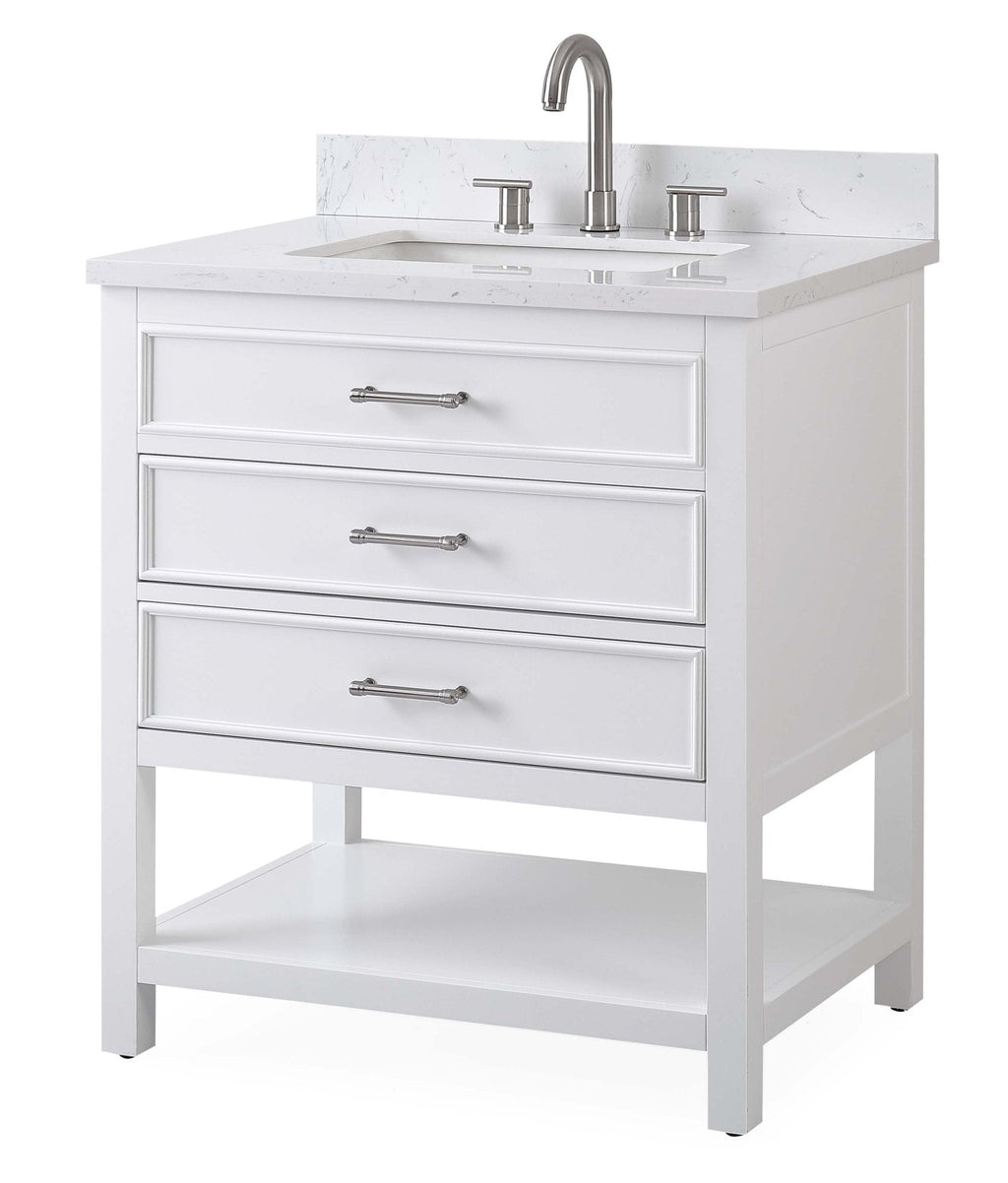 30" Felton White Modern Single Sink Bathroom Vanity