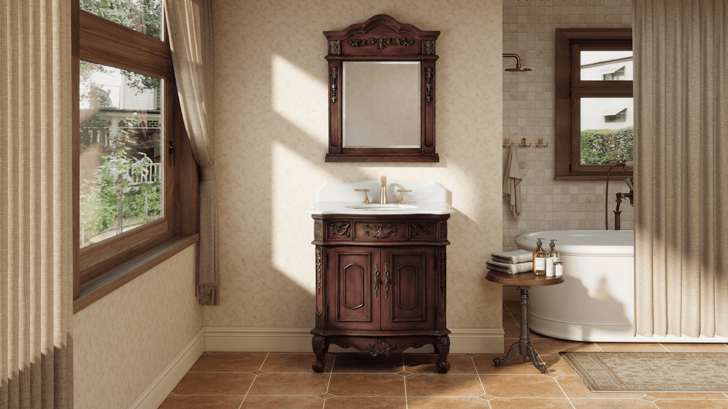 30 Inch Antique Style Old Timer Classic Cherry Wood Ellenton Bathroom Sink Vanity