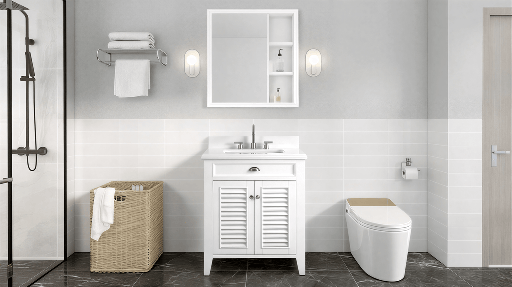 30 Inch Contemporary Style White Kalani Bathroom Vanity (Variant)