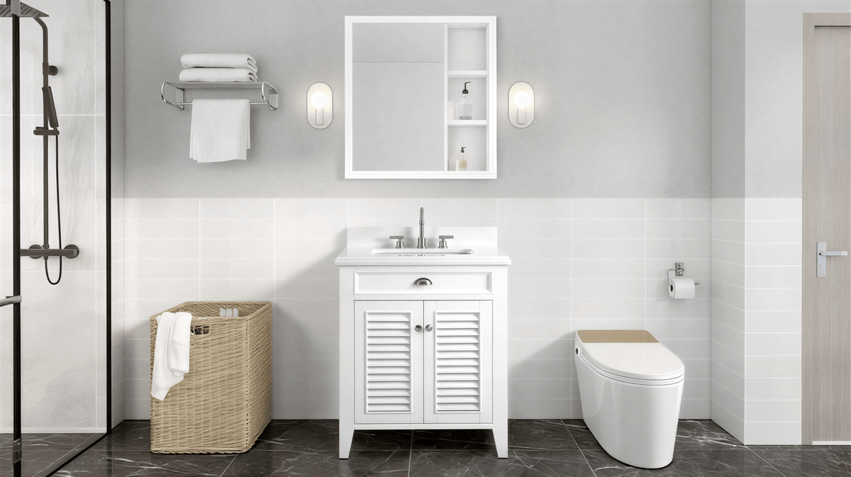 30 Inch Contemporary Style White Kalani Bathroom Vanity (Variant)