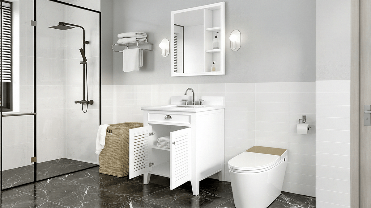 30 Inch Contemporary Style White Kalani Bathroom Vanity (Variant)