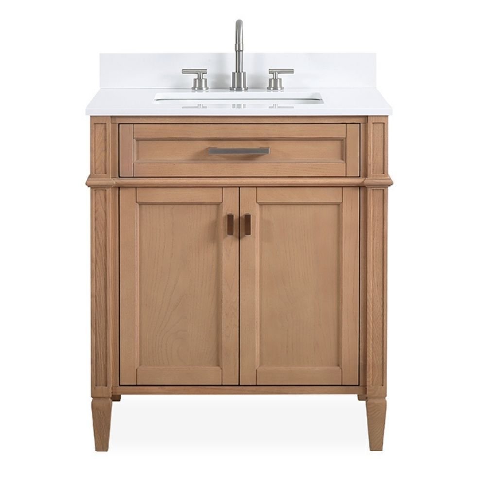 30 Inch Durand Modern Light Oak Bathroom Sink Vanity with Stone Counter Top