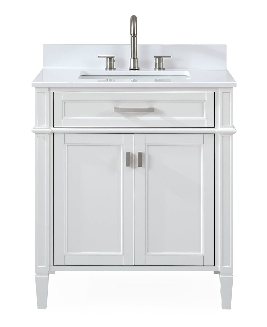 30 Inch Durand Modern White Bathroom Sink Vanity with Stone Counter Top